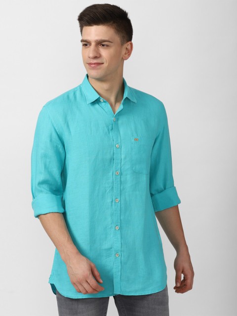 

Peter England Casuals Men Blue Slim Fit Pure Linen Casual Shirt