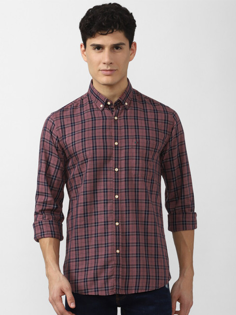 

Peter England Casuals Men Purple & blue Slim Fit Tartan Checks Pure Cotton Casual Shirt