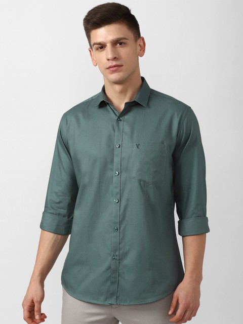 

V Dot Men Green Slim Fit Casual Shirt
