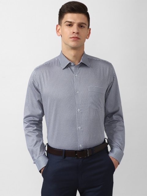 

Van Heusen Men Blue Geometric Printed Regular Fit Cotton Formal Shirt