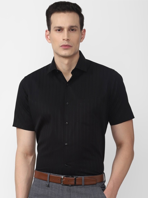 

Van Heusen Men Black Striped Formal Cotton Shirt