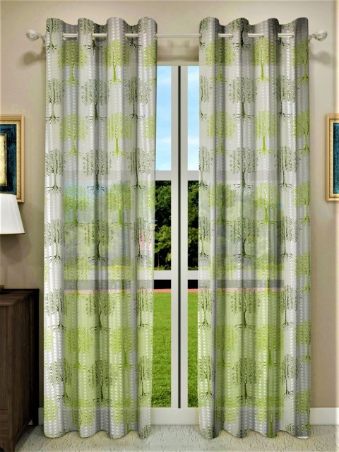 

Home Sizzler Green & White Set of 2 Ethnic Motifs Sheer Long Door Curtain