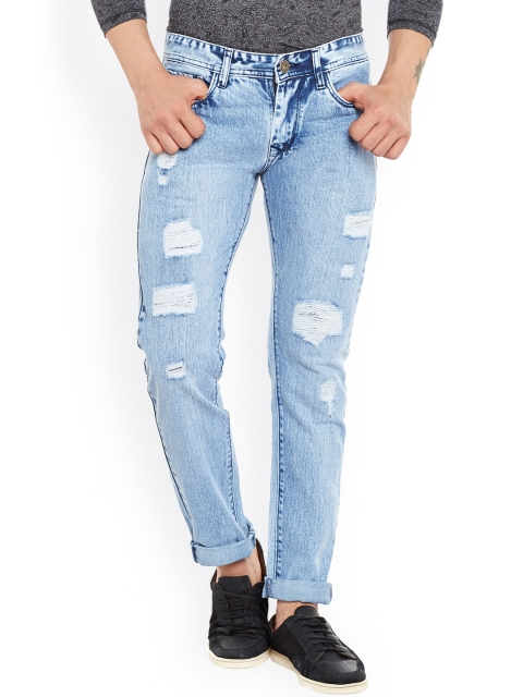 

Rodamo Men Blue Slim Fit Mid-Rise Mildly Distressed Jeans