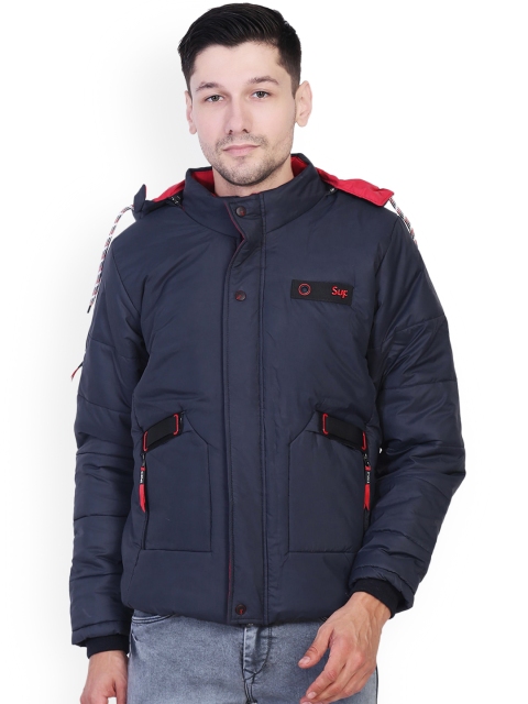 

AD & AV Men Navy Blue Water Resistant Hooded Quilted Jacket