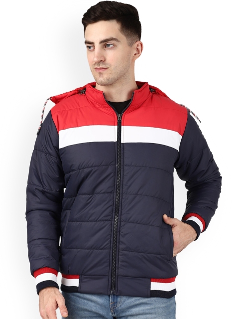

AD & AV Men Red & Blue Colourblocked Water Resistant Quilted Jacket