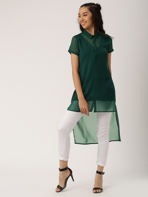 

DressBerry Women Green Solid Shirt Style Top