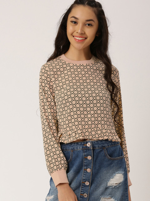

DressBerry Women Cream Printed Top