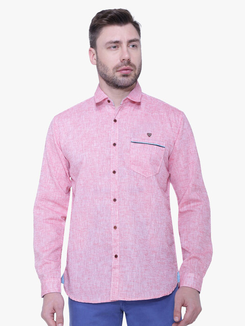 

Kuons Avenue Men Pink Smart Slim Fit Linen Cotton Casual Shirt