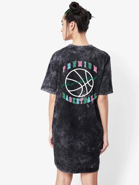 

Bewakoof Black Printed T-shirt Dress