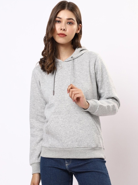 

Bewakoof Women Grey Solid Hooded Sweatshirt