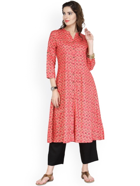 

Varanga Orange Cotton Pintucks Kurta, Coral