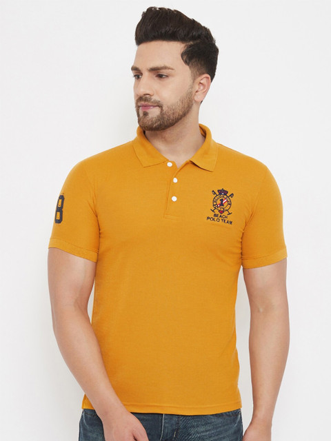 

THE MILLION CLUB Men Mustard Yellow Polo Collar T-shirt