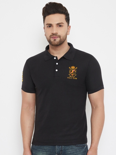 

THE MILLION CLUB Men Black Polo Collar T-shirt