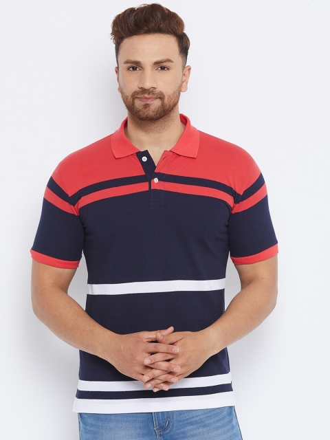 

THE MILLION CLUB Men Navy Blue Colourblocked Polo CollarT-shirt