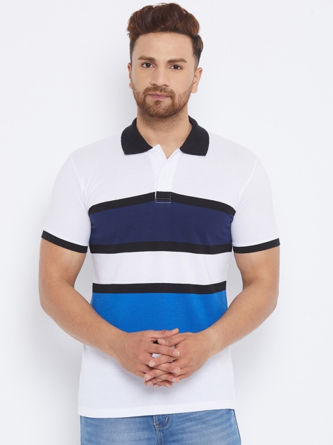 

THE MILLION CLUB Men Colourblocked Polo Collar T-shirt, White