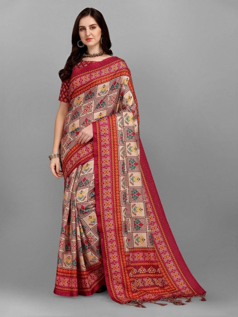 

Fashionuma Women Red Patterned Silk Saree