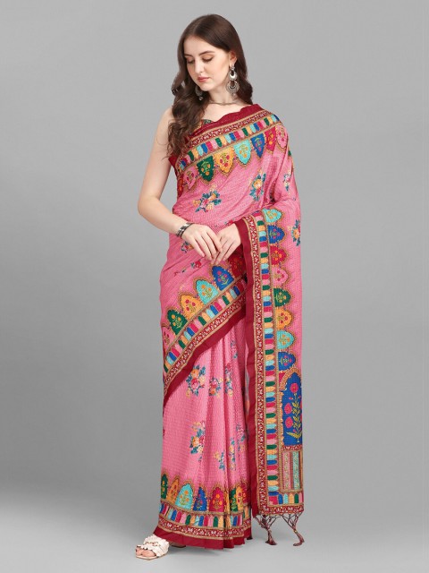 

Fashionuma Pink Ethnic Motifs Pure Silk Saree