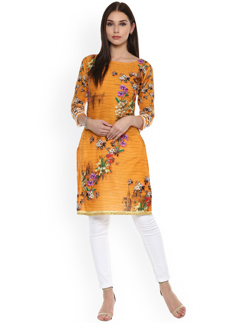 

Ahalyaa Women Yellow Printed Straight Kurta