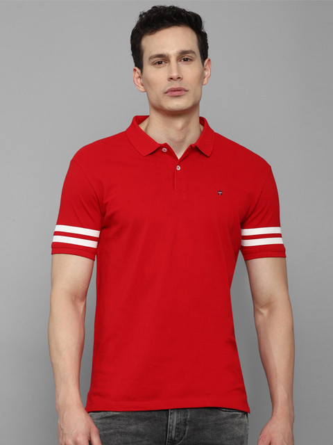 

Louis Philippe Jeans Men Red Polo Collar Pure Cotton Slim Fit T-shirt