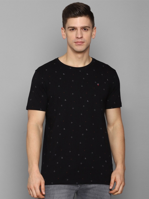 

Louis Philippe Jeans Men Black Printed Pure Cotton Slim Fit T-shirt
