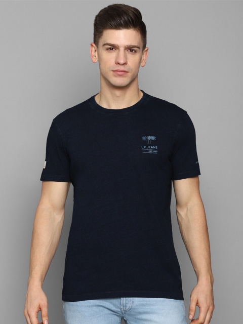 

Louis Philippe Jeans Men Navy Blue Printed Pure Cotton Slim Fit T-shirt