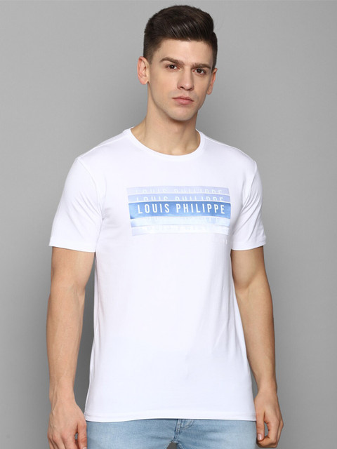 

Louis Philippe Sport Men White Typography Printed Slim Fit T-shirt