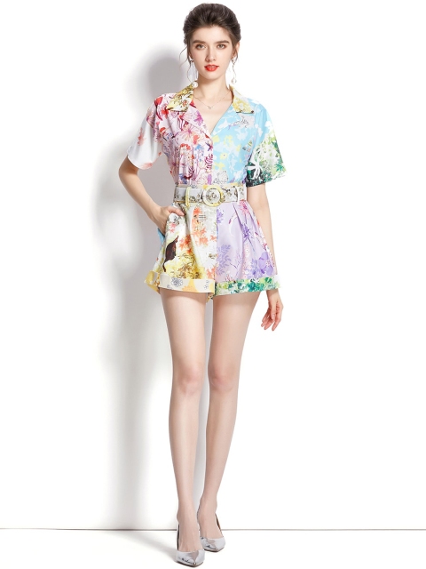 

JC Collection Women White & Blue Floral Printed Co-Ords