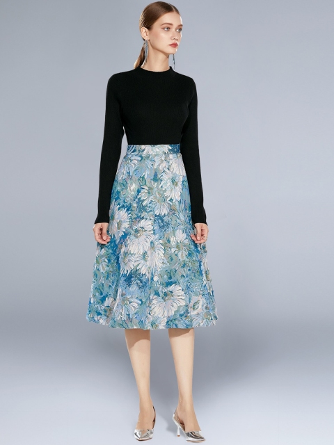 

JC Collection Women Black & Blue Floral Printed Co-Ords
