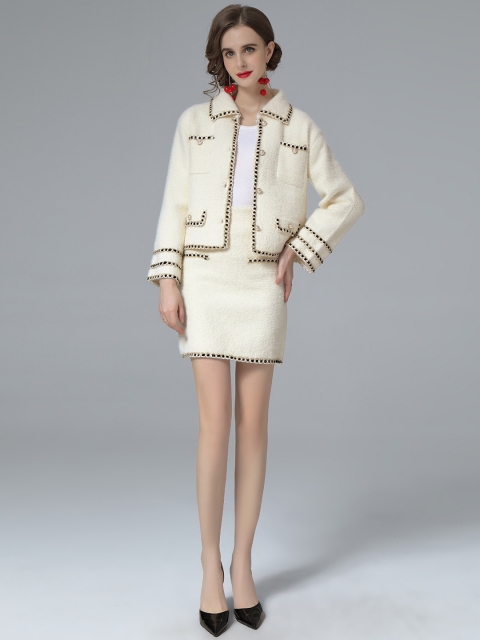 

JC Collection Women White Solid Co-Ords