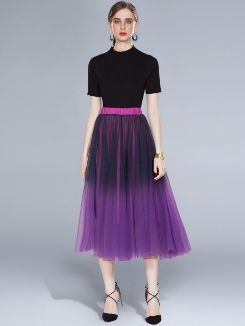 

JC Collection Women Black & Purple Solid Co-ords