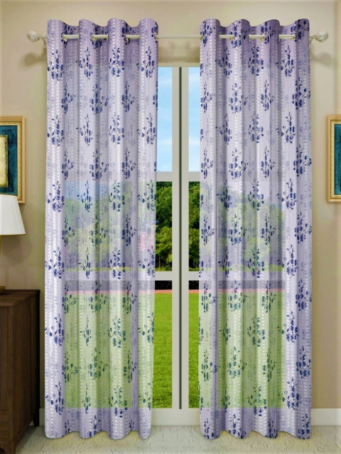 

Home Sizzler Grey & Off White Set of 2 Floral Sheer Long Door Curtain