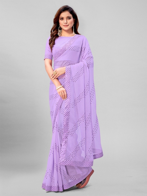 

Pratham Blue Mauve Embellished Sequinned Pure Georgette Saree