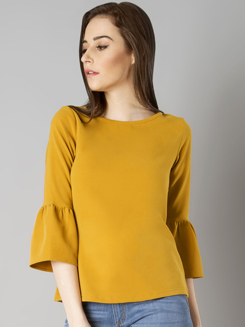 

FabAlley Women Mustard Yellow Solid Top