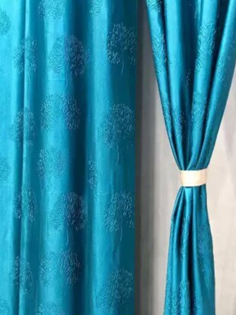 

Fashion String Blue Set of 2 Embellished Long Door Curtain