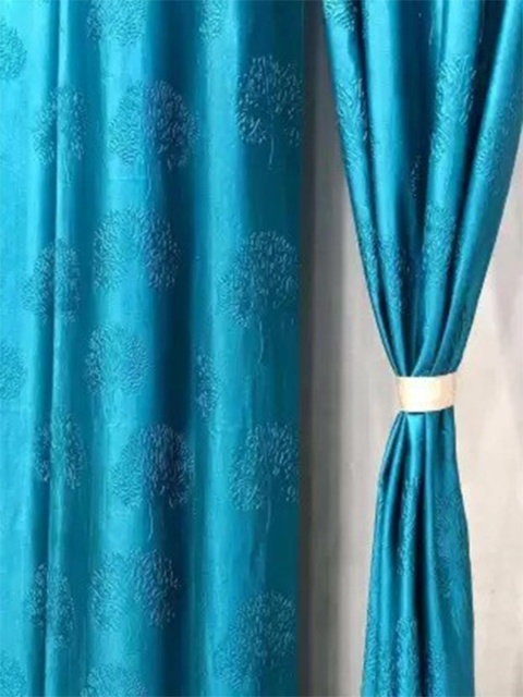 

Fashion String Blue Set of 2 Embellished Window Curtain