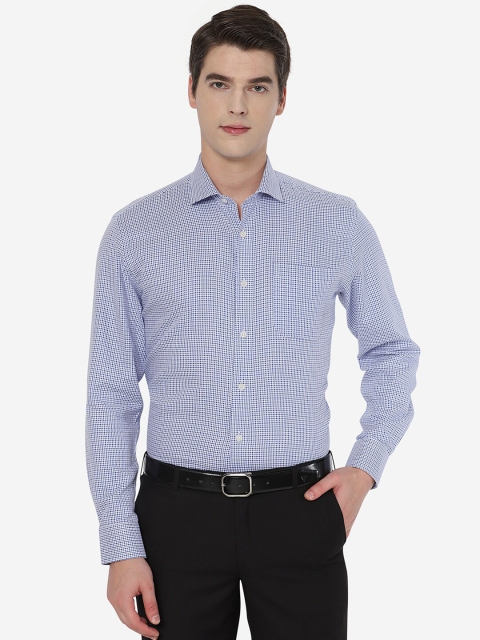 

JADE BLUE Men Blue Comfort Micro Checked Cotton Formal Shirt