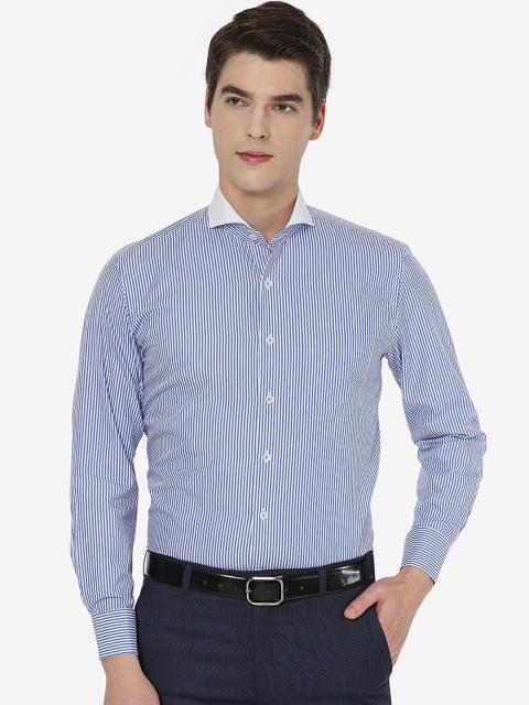 

JADE BLUE Men Blue Comfort Striped Cotton Regular Fit Formal Shirt