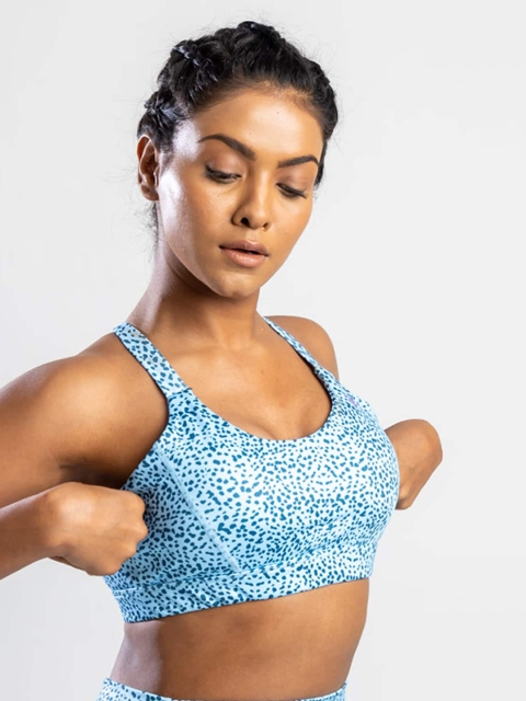 

SKNZ Animal Printed Anti Bacterial Sports Bra, Blue