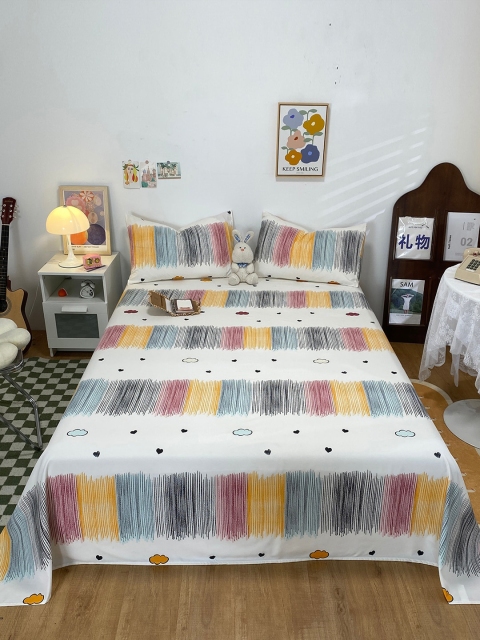

JC Collection White & Pink Conversational 144 TC King Bedsheet with 2 Pillow Covers