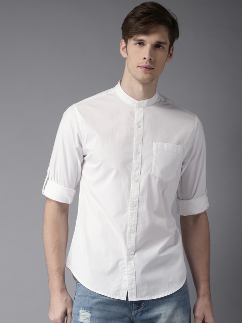 

HERE&NOW Men White Regular Fit Solid Casual Shirt