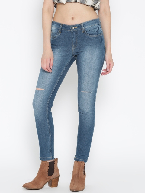 

Roadster Women Blue Skinny Fit Mid-Rise Slash Knee Stretchable Jeans
