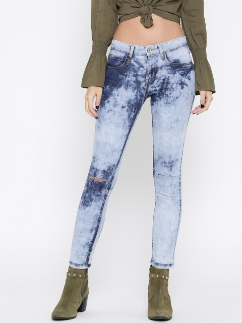 

Roadster Women Blue Skinny Fit Mid-Rise Slash Knee Stretchable Jeans