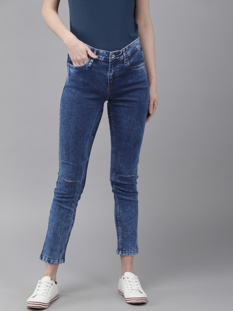 

Roadster Women Blue Skinny Fit Mid-Rise Slash Knee Stretchable Jeans