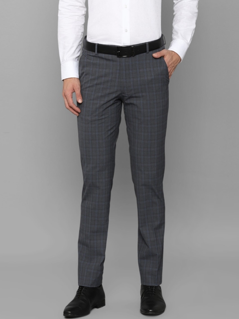 

Louis Philippe Men Grey Checked Slim Fit Trousers
