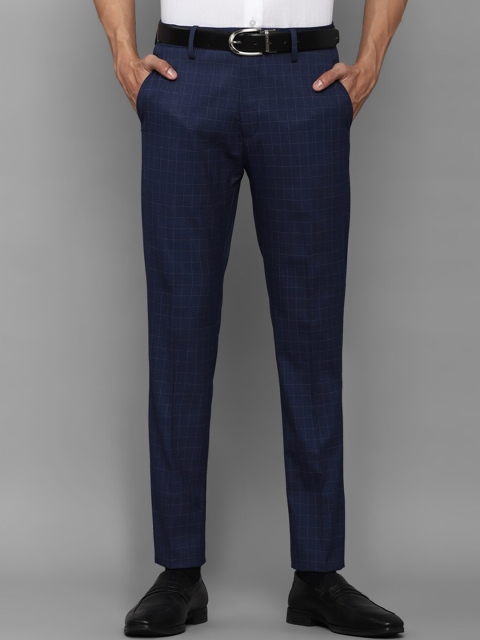 

Louis Philippe Men Navy Blue Checked Slim Fit Formal Trouser
