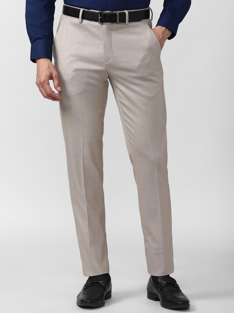 

Peter England Men Grey Slim Fit Trousers