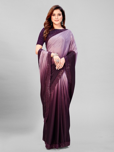 

Mitera Purple & Pink Embellished Sequinned Silk Blend Saree