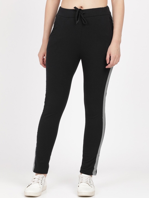 

HERE&NOW Women Black Solid Pure Cotton Track Pants