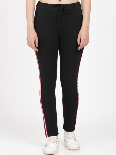 

HERE&NOW Women Black Striped Cotton Track Pant