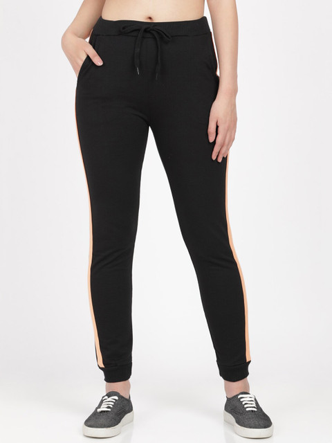 

HERE&NOW Women Black Solid Pure Cotton Track Pants